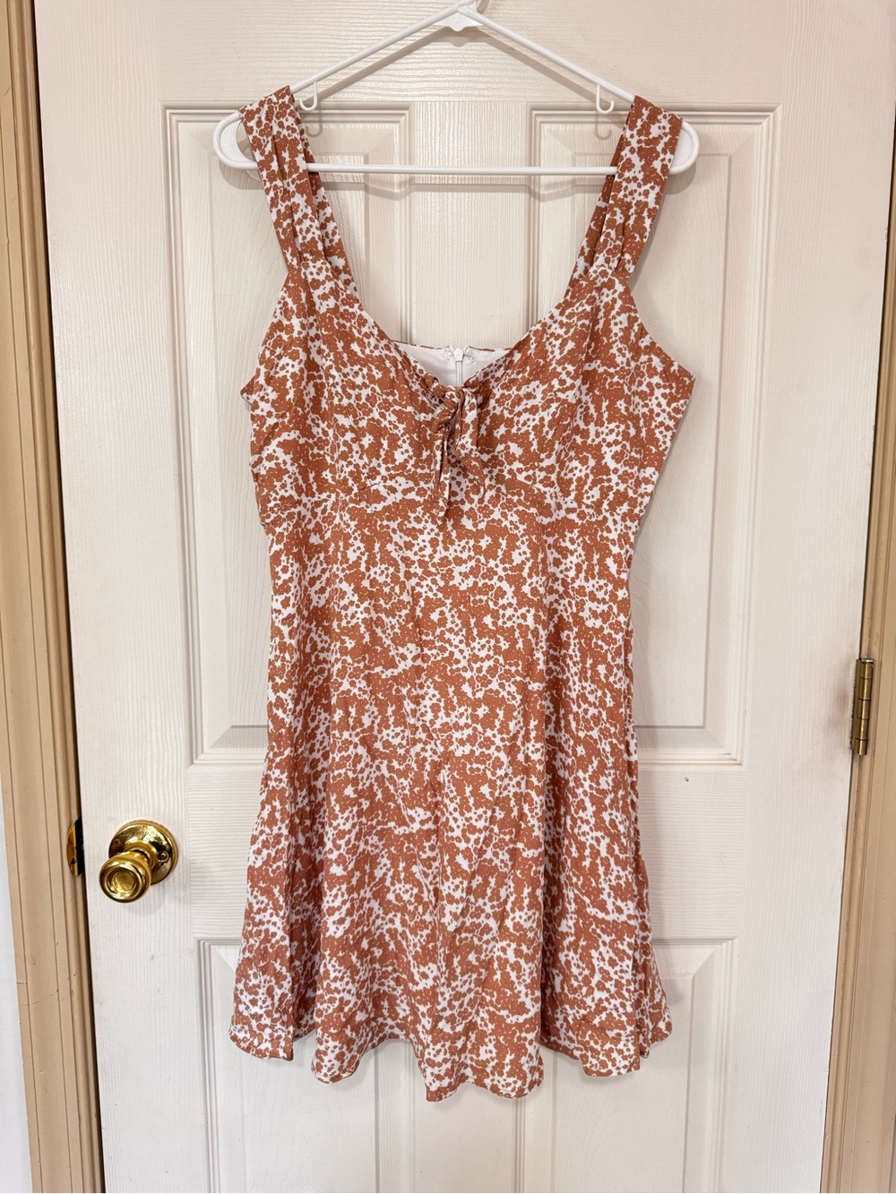 NWT love,fire Brown Floral Tie-Front Mini Dress Size L